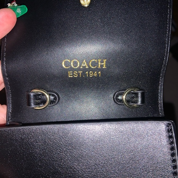 Coach Black Floral appliqué Crossbody Bag with Gold Chain comes in box - Picture 4 of 6